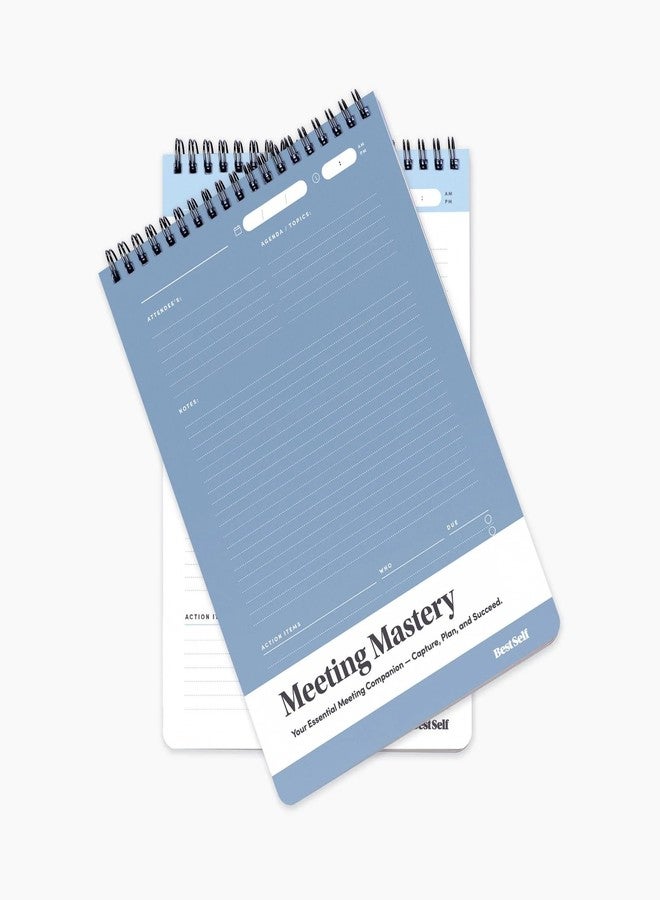 بست سيلف كو. دفتر BestSelf Meeting Mastery Pad - 9.50 بوصة × 6.70 بوصة - دفتر ملاحظات احترافي بتصميم صغير الحجم، دفاتر يوميات، دفتر يوميات مثقوب، 50 ورقة مزدوجة الجوانب 120 جرامًا للمتر المربع | دفاتر كتابة زرقاء - Image 3