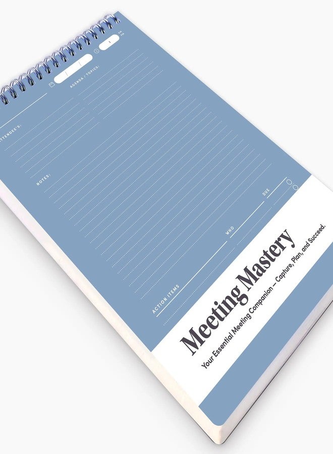 بست سيلف كو. دفتر BestSelf Meeting Mastery Pad - 9.50 بوصة × 6.70 بوصة - دفتر ملاحظات احترافي بتصميم صغير الحجم، دفاتر يوميات، دفتر يوميات مثقوب، 50 ورقة مزدوجة الجوانب 120 جرامًا للمتر المربع | دفاتر كتابة زرقاء - Image 4