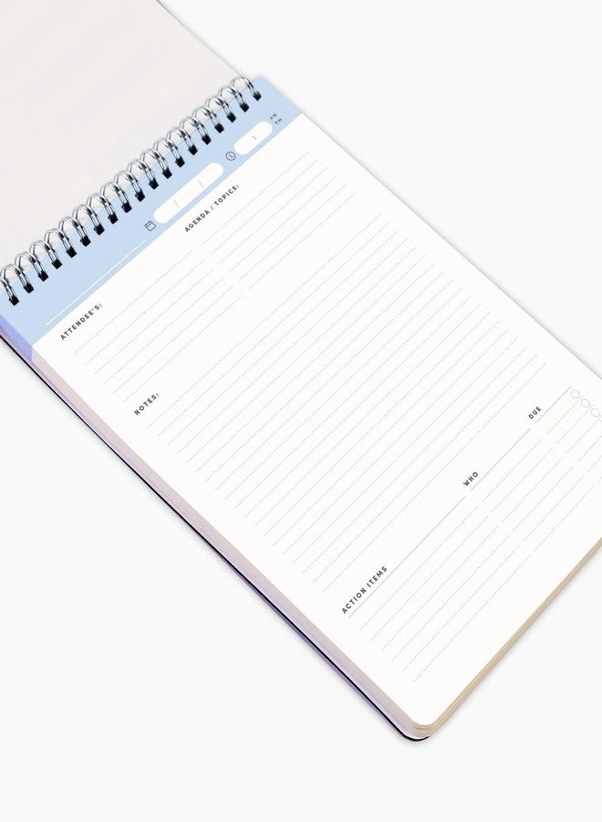 بست سيلف كو. دفتر BestSelf Meeting Mastery Pad - 9.50 بوصة × 6.70 بوصة - دفتر ملاحظات احترافي بتصميم صغير الحجم، دفاتر يوميات، دفتر يوميات مثقوب، 50 ورقة مزدوجة الجوانب 120 جرامًا للمتر المربع | دفاتر كتابة زرقاء - Image 5