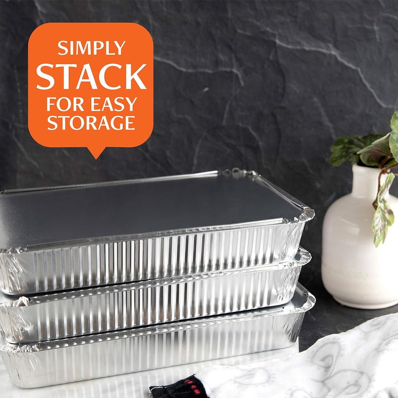 PLASTICPRO Disposable 4 LB Aluminum Takeout Tin Foil Oblong Baking Pans 12'' X 8'' X 2'' Inch With Cardboard Lids - Brownies, Bread, or Lunchbox, Pack of 5 - Image 5