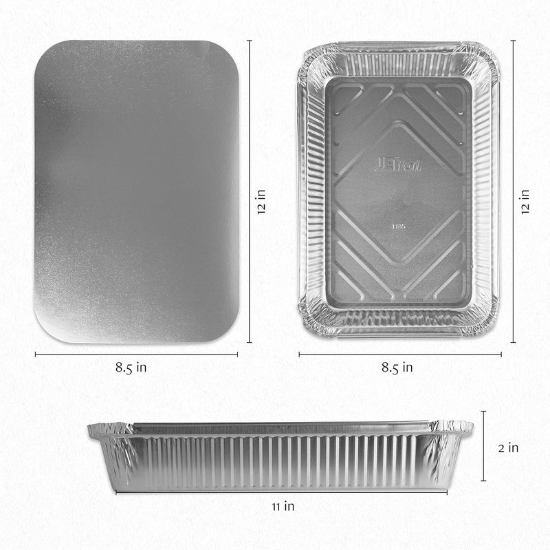 PLASTICPRO Disposable 4 LB Aluminum Takeout Tin Foil Oblong Baking Pans 12'' X 8'' X 2'' Inch With Cardboard Lids - Brownies, Bread, or Lunchbox, Pack of 5 - Image 3