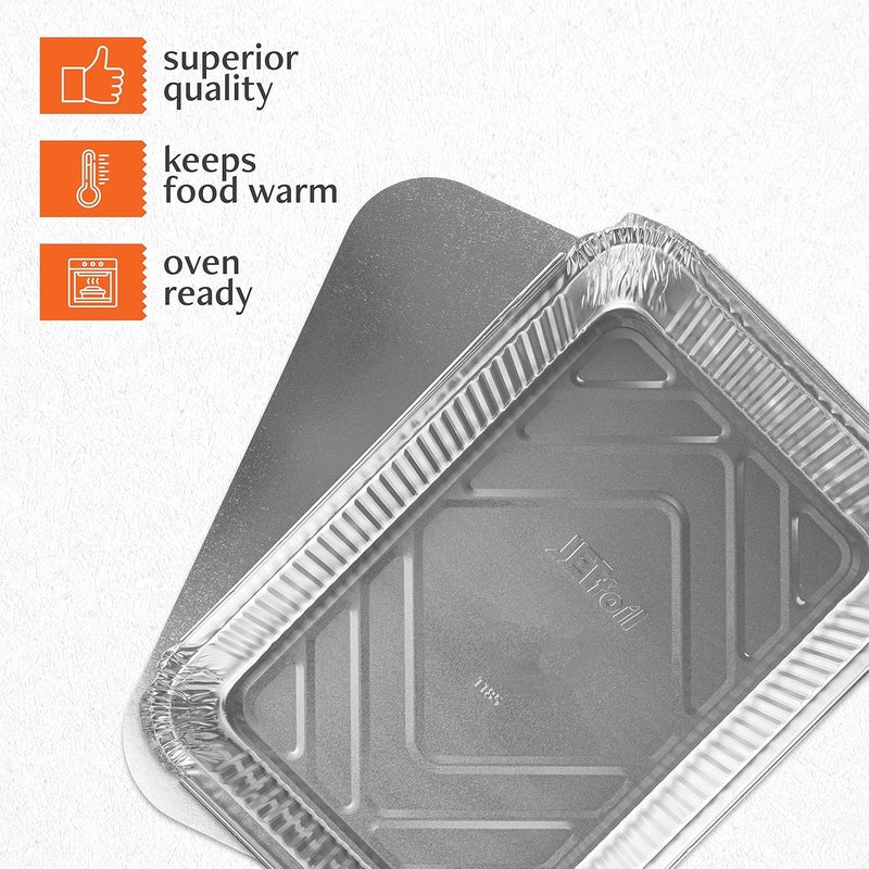 PLASTICPRO Disposable 4 LB Aluminum Takeout Tin Foil Oblong Baking Pans 12'' X 8'' X 2'' Inch With Cardboard Lids - Brownies, Bread, or Lunchbox, Pack of 5 - Image 4