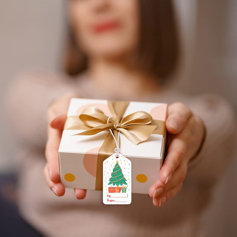 Festiko Christmas Gift Tags Christmas Theme Gift TagsXmas Tree Gift Tags Hanging Label for DIY Christmas Gift Wrap and Label Package Pack of 6 Pcs Multicolor - Image 5