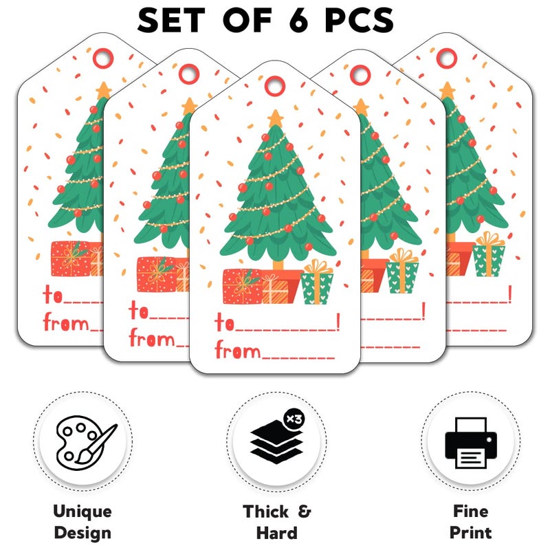 Festiko Christmas Gift Tags Christmas Theme Gift TagsXmas Tree Gift Tags Hanging Label for DIY Christmas Gift Wrap and Label Package Pack of 6 Pcs Multicolor - Image 2