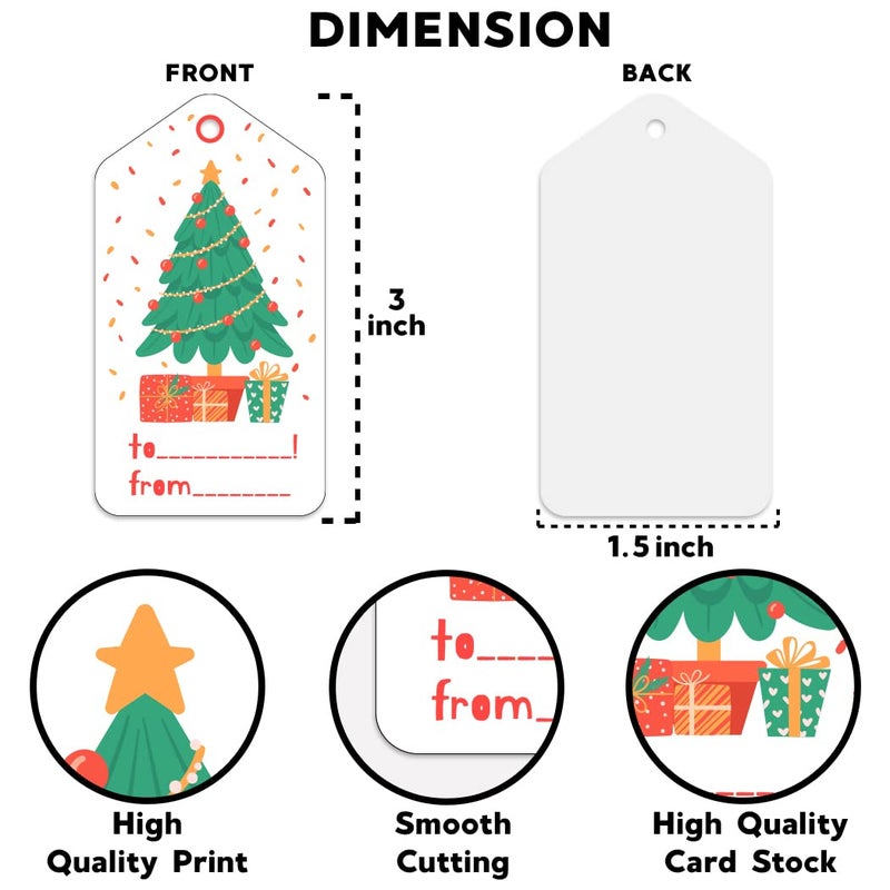 Festiko Christmas Gift Tags Christmas Theme Gift TagsXmas Tree Gift Tags Hanging Label for DIY Christmas Gift Wrap and Label Package Pack of 6 Pcs Multicolor - Image 3