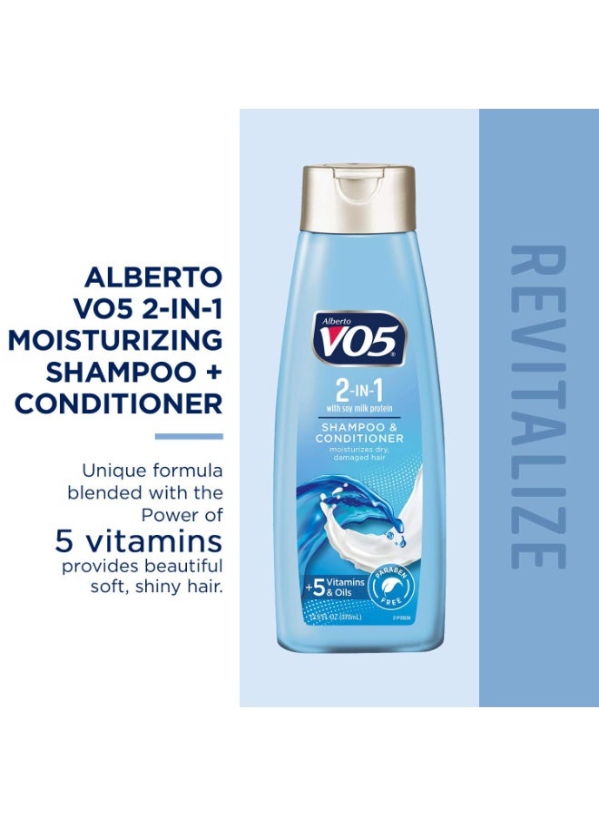 Alberto VO5 VO5 2-IN-1 Moisturizing Shampoo and Conditioner - 12.5 Fl Oz - Deeply Nourishing Formula Revitalizes Dry and Damaged Hair - Image 2