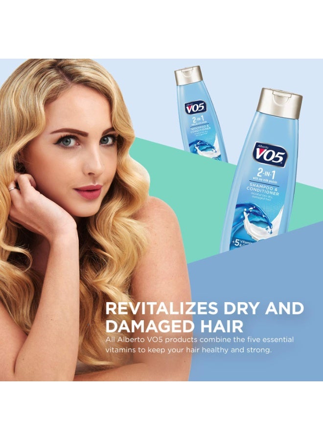 Alberto VO5 VO5 2-IN-1 Moisturizing Shampoo and Conditioner - 12.5 Fl Oz - Deeply Nourishing Formula Revitalizes Dry and Damaged Hair - Image 4