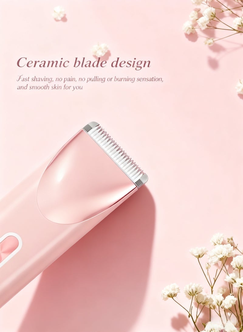 SahlTech 2-in-1 Women’s Bikini & Facial Hair Remover | Dual-Head Electric Trimmer, IPX7 Waterproof Wet & Dry Body Shaver for Legs, Arms & Underarms – Pink - Image 5