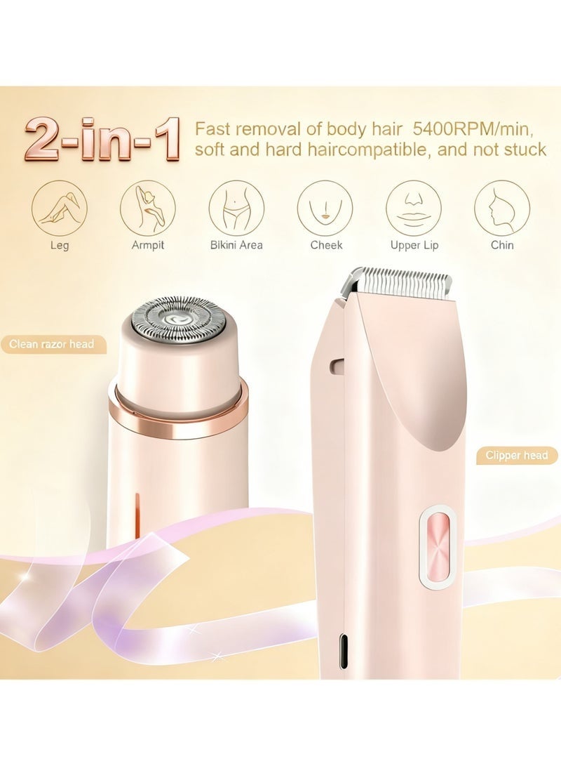 SahlTech 2-in-1 Women’s Bikini & Facial Hair Remover | Dual-Head Electric Trimmer, IPX7 Waterproof Wet & Dry Body Shaver for Legs, Arms & Underarms – Pink - Image 4