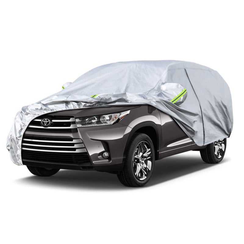 Koukou SUV Car Cover Custom Fit Toyota Highlander from 2007 to 2025Waterproof Car Cover All Weather for Automobiles Outdoor Indoor with Zipper Door Sun Rain Dust Snow Protection
