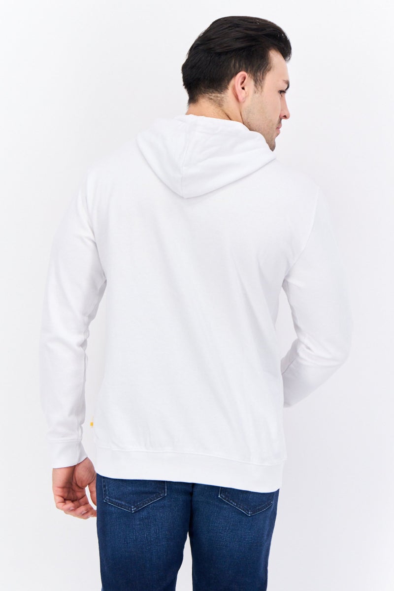 Gazzarrini Men Embroidered Long Sleeves Hooded Sweatshirt, White - Image 3