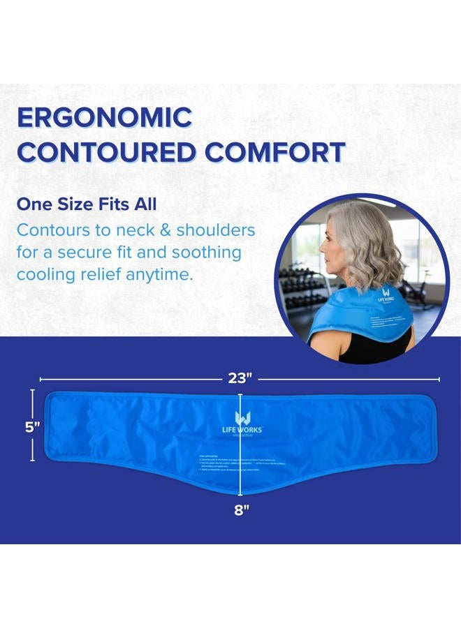 LIFE WORKS Gel-Filled Neck Ice Pack with Soft Plush and Nylon Cover for Dual-Temperature Therapy, Stays Flexible to Soothe Neck, Shoulder, and Back, 23"x8"x5 - Image 5