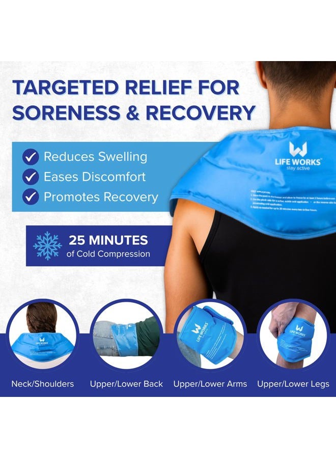 LIFE WORKS Gel-Filled Neck Ice Pack with Soft Plush and Nylon Cover for Dual-Temperature Therapy, Stays Flexible to Soothe Neck, Shoulder, and Back, 23"x8"x5 - Image 2