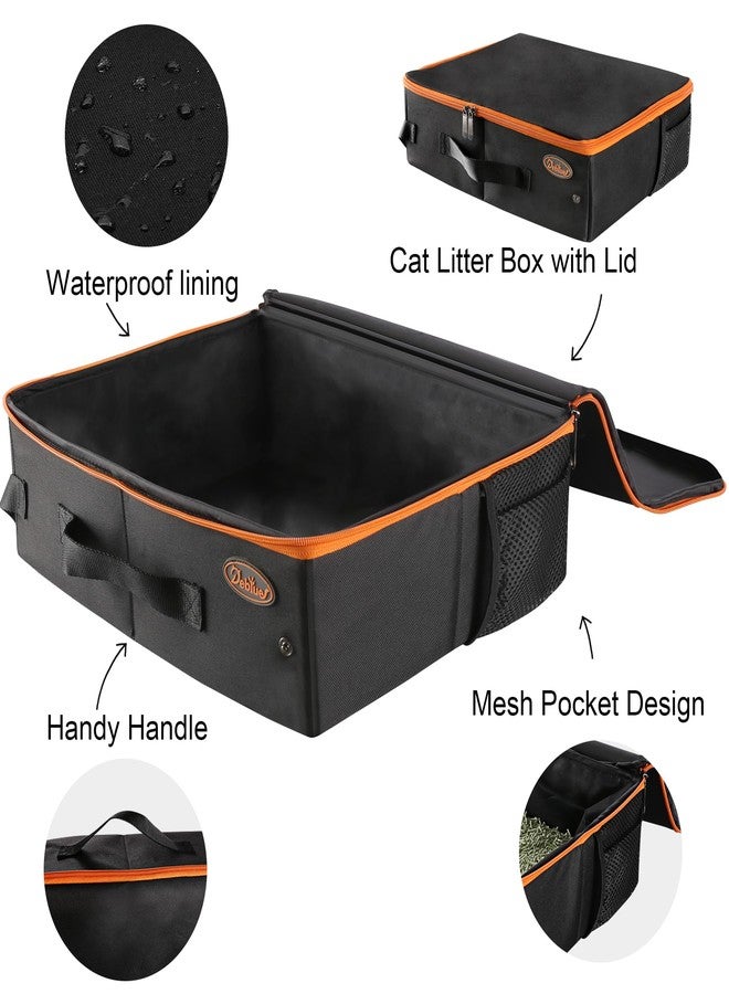 Deblue Portable Cat Travel Litter Box with Lid, Leak-Proof and Water-Proof, Lightweight Cat Litter Box for Car, Road Trip, Hotel, Airplane, and Outdoor-Black - Image 3