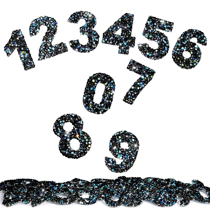 Locacrystal 60pcs Bling Rhinestone Numbers Sticker 6sets 09Digits SelfAdhesive Iron on Crystal Numbers Stickers for DIY Crafts Laptop Gifts Furniture Car Clothing DecorationsBlack AB157
