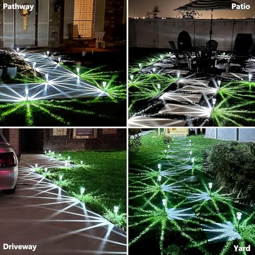 Gorrzai Solar Pathway Lights 10 Pack Christmas Solar Lights Outdoor Waterproof 6000K Cold White Yard Lighting, LED Stainless Steel Stake for Garden Outside Landscape Lawn Driveway Walkway Path - Image 4