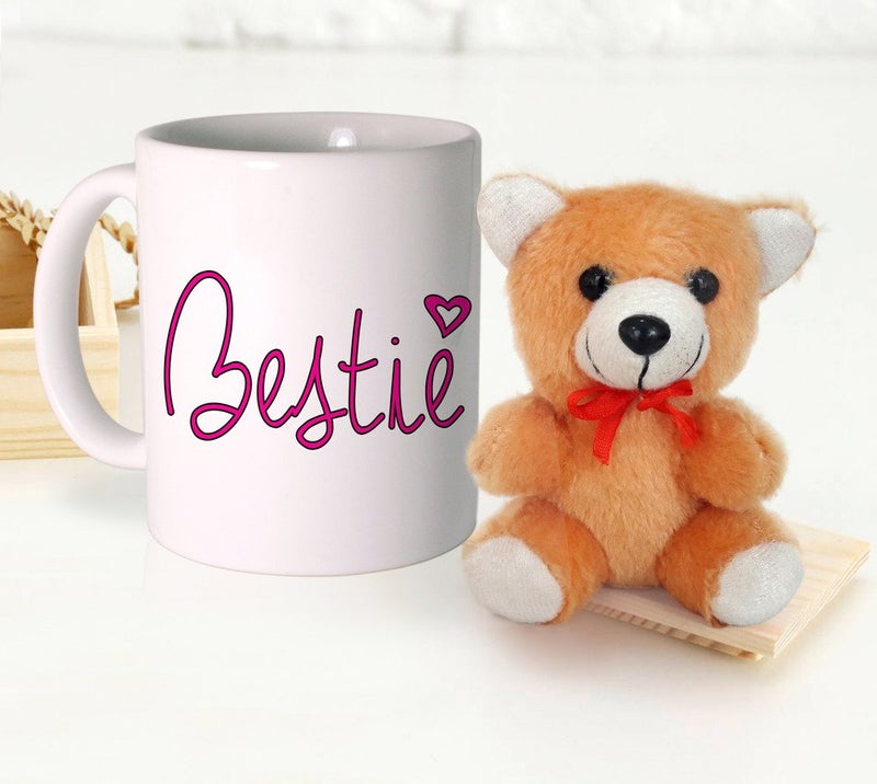 TIED RIBBONS TIED RIBBONS Valentine Gift for Best Friend Girls Boys Girlfriend Boyfriend Husband Wife Men Women - Special Printed Coffee Mug Cup with Teddy Bear Combo - Image 1