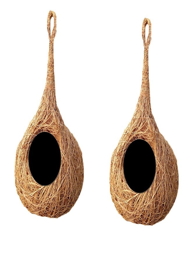 LIVEONCE Safest Round Organic Bird nest Purely Handmade Sparrow/Small Birds, Material Type -Coir,Color -Brown, Set of 2 - (Large) - H*25cm_D*15cm - Image 1
