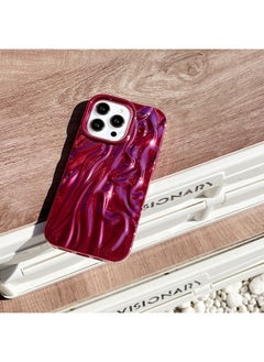 Solid Color Electroplated Pleated Pattern For IPhone15pro Max Mobile Phone Case Apple 16 14/13 Advanced Sense-Color:LJ Pleated Plating Rose Red-Applicable Model:12promax (without Packaging)