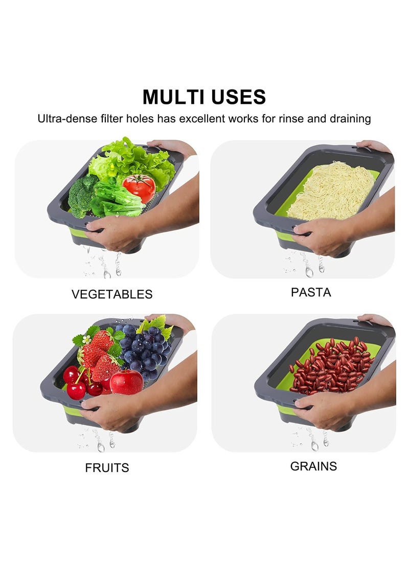Y&D Colander Collapsible, Folding Vegetable Silicone Basket, Strainer Over Sink, Vegetable/Fruit Colanders Strainers, with Extendable Handles, New Kitchen Essentials, 9 Quart (8.5L)  - Image 2