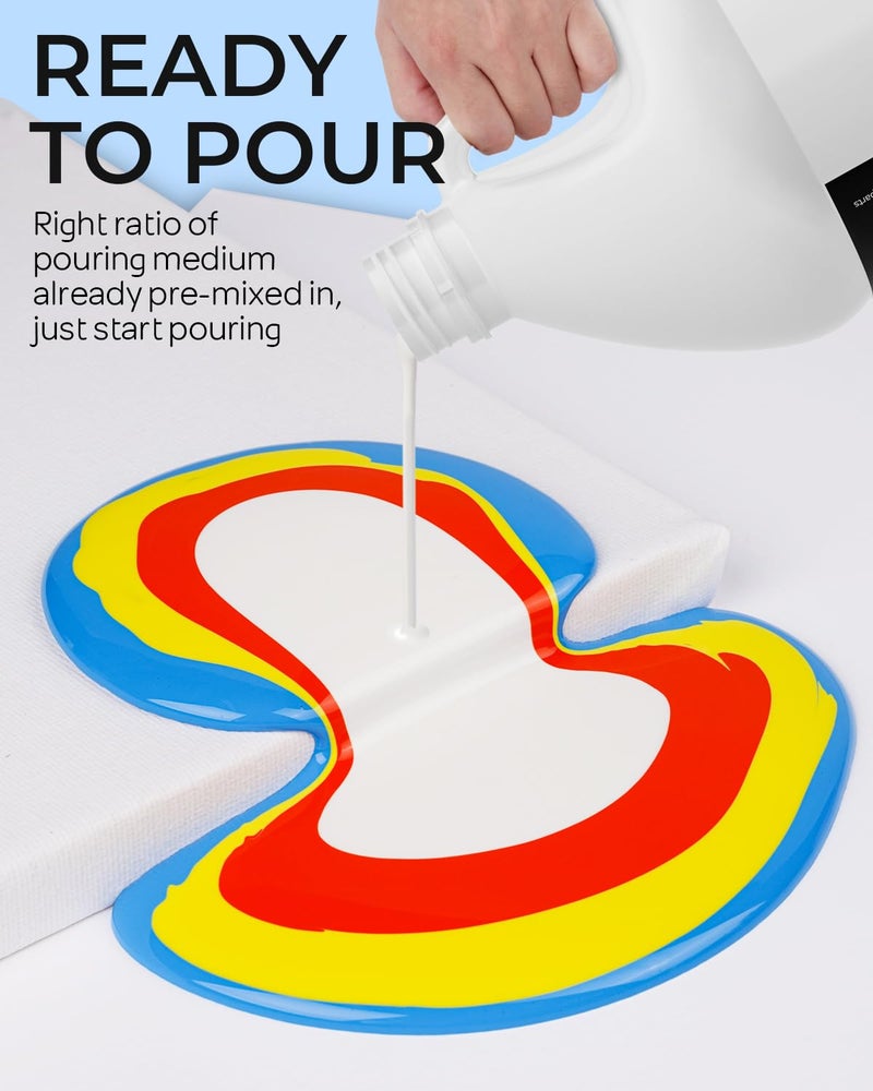 Nicpro 8 Colors Large Bulk Acrylic Pour Paint Set (69oz,2040ml) Premixed High Flow Art Pouring Paint Supplies Kit with Silicone Pour Oil, Gloves for Beginner Cell Creation Flow DIY, Ready to Pour - Image 3