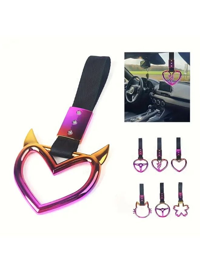 Heart Shaped JDM Racing Car Handle Strap Durable Nylon PVC Drift Charm Safety Ring - Image 2