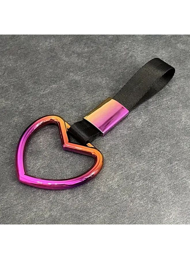 Heart Shaped JDM Racing Car Handle Strap Durable Nylon PVC Drift Charm Safety Ring - Image 1