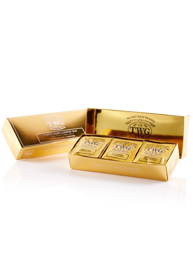 TWG Tea White Night Jasmine Tea | White Tea | 15 Hand Sewn Cotton Teabags | Gift Set - Image 1
