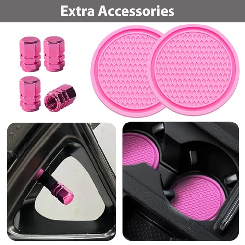 ZukMi 2 Pack License Plate Frame for Car Matte Metal Aluminum Rust-Proof License Plate Holder Cover Gloss Black Front Rear Number Tag Frame for Men Women Universal Fit (Pink) - Image 5