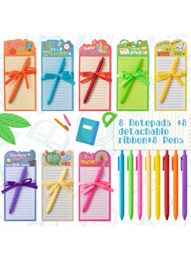 ANGOLIO 8 Sets Back to School Funny Teacher Notepads with Pen Teacher Appreciation Gifts Colored Shopping List To-Do Notes for School Office Christmas Teacher's Day Birthday Present - Image 3