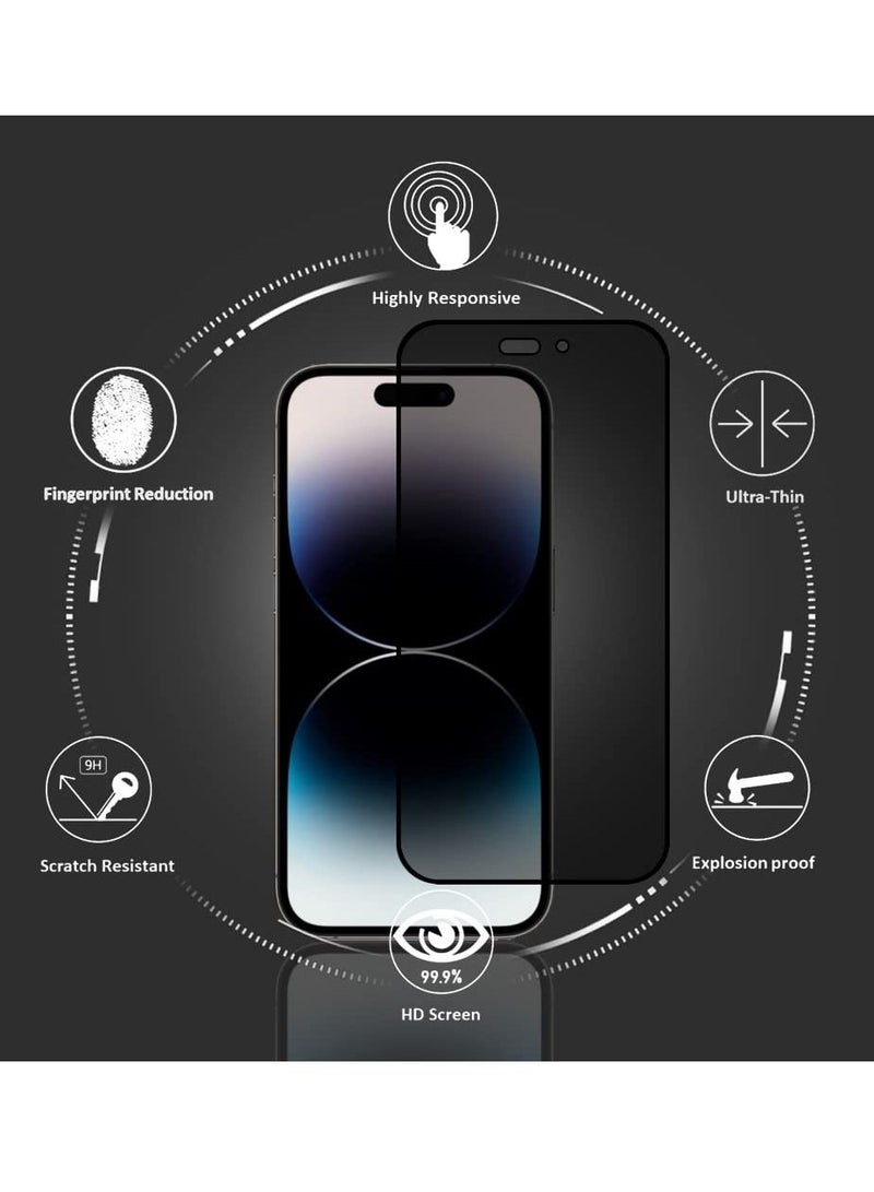 BORTONY Privacy Screen Protector Compatible with 14 Pro Privacy [9H Hardness] [Anti-scratch] Anti-spy Tempered Glass Film for Apple iPhone 14 Pro 6.1 inch - Image 2