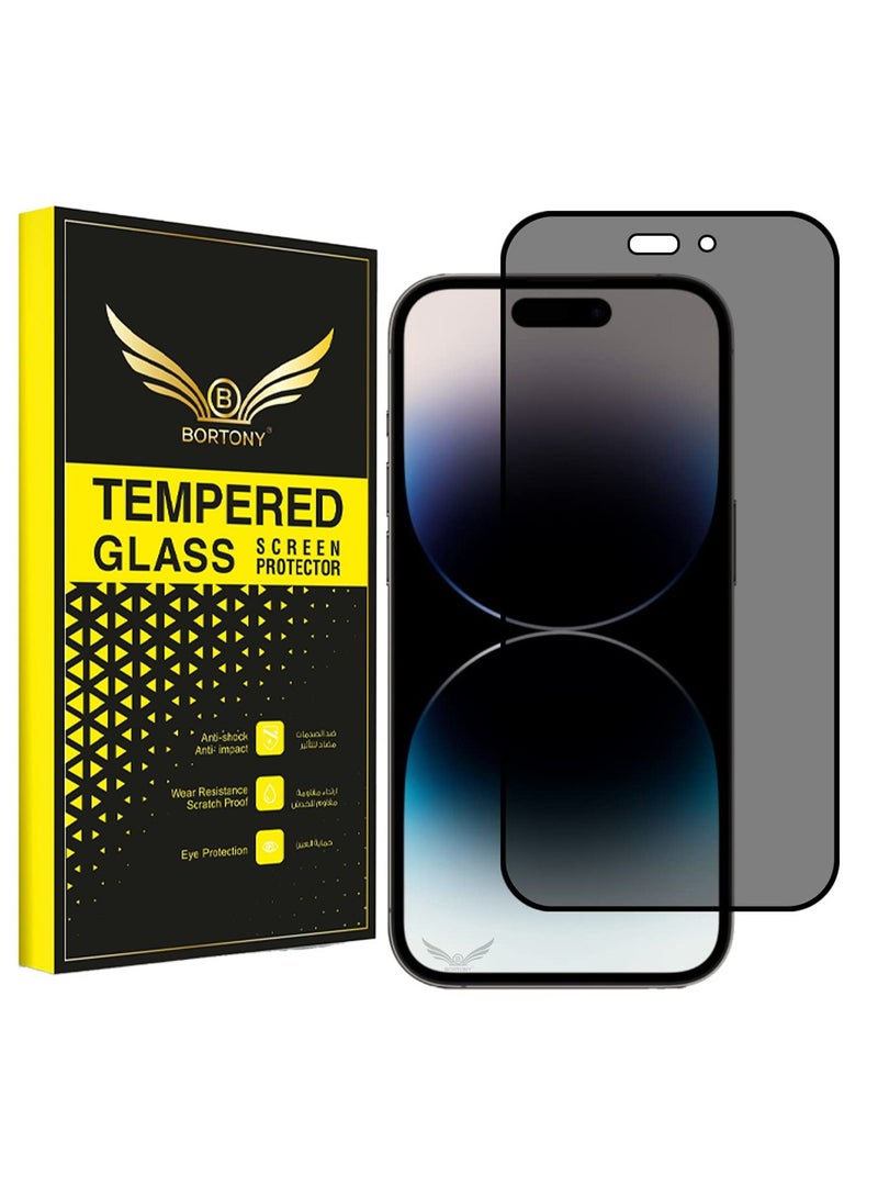 BORTONY Privacy Screen Protector Compatible with 14 Pro Privacy [9H Hardness] [Anti-scratch] Anti-spy Tempered Glass Film for Apple iPhone 14 Pro 6.1 inch - Image 1