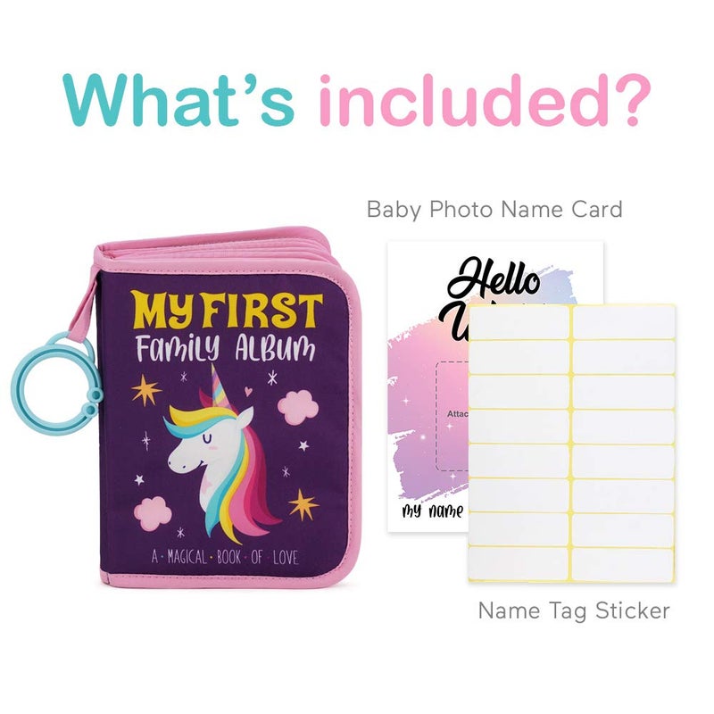 Urban Kiddyâ„¢ Baby's My First Family Album | Soft Photo Cloth Book Gift Set for Newborn Toddler & Kids (Unicorn) - Image 2