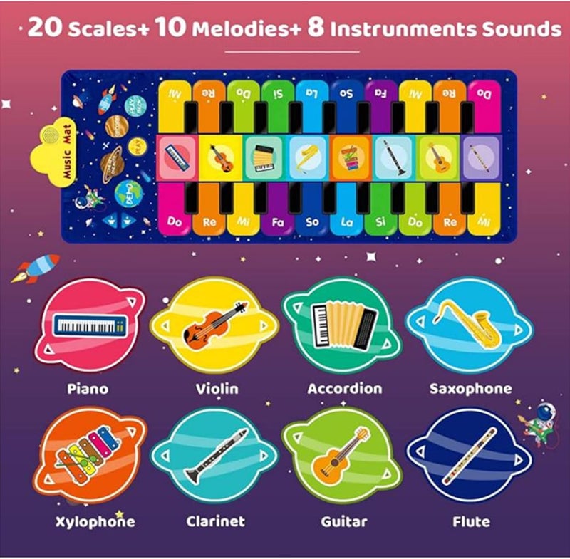 AM ANNA Musical Piano Mat, Duet Keyboard Music Mat 20 Keys Floor Piano with 8 Instrument Sound, 5 Paly Modes Dance Pad, Early Educational Toys & Gift for Boys Girls - Image 3