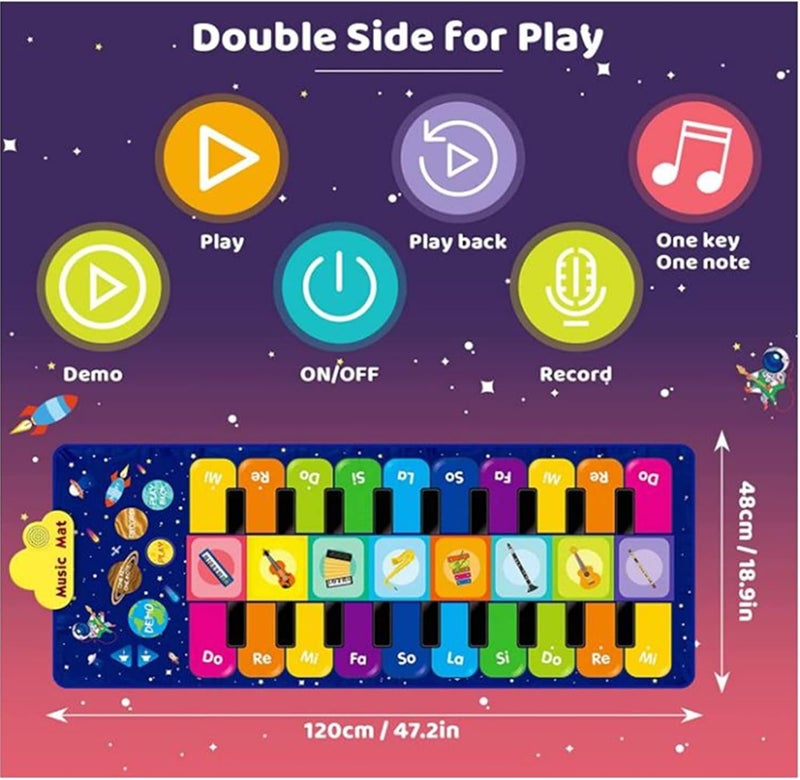 AM ANNA Musical Piano Mat, Duet Keyboard Music Mat 20 Keys Floor Piano with 8 Instrument Sound, 5 Paly Modes Dance Pad, Early Educational Toys & Gift for Boys Girls - Image 4