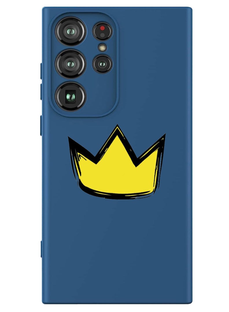 Theodor Protective Slim Fit Case Liquid Silicone Cover with Full Body Protection Anti-Scratch Shockproof Case For Samsung Galaxy S24 Ultra (Blue) - Yellow Crown - Image 1