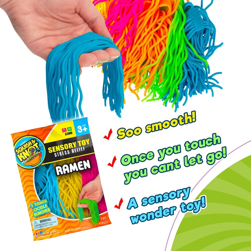 Ja-Ru JA-RU Ramen & Udon Textured Stretchy Noodles (6 Packs) Strings and Super Sensory Fidget Toys for Kids Stocking Stuffers Pack. Autism Tactile Toy for Kids Party Favor R&U-4799-6s (Assorted) - Image 4