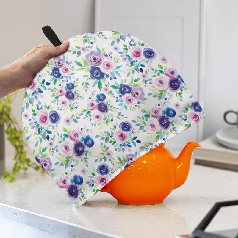 Tea Cozy for Teapot Insulated Pink Tea Cup Insulation Pad Purple Teapot with Tea Warmer Flower Insulated Tea Pots Insulated Teapot Cozy for English Tea Sets Teapot Warmers - Image 3