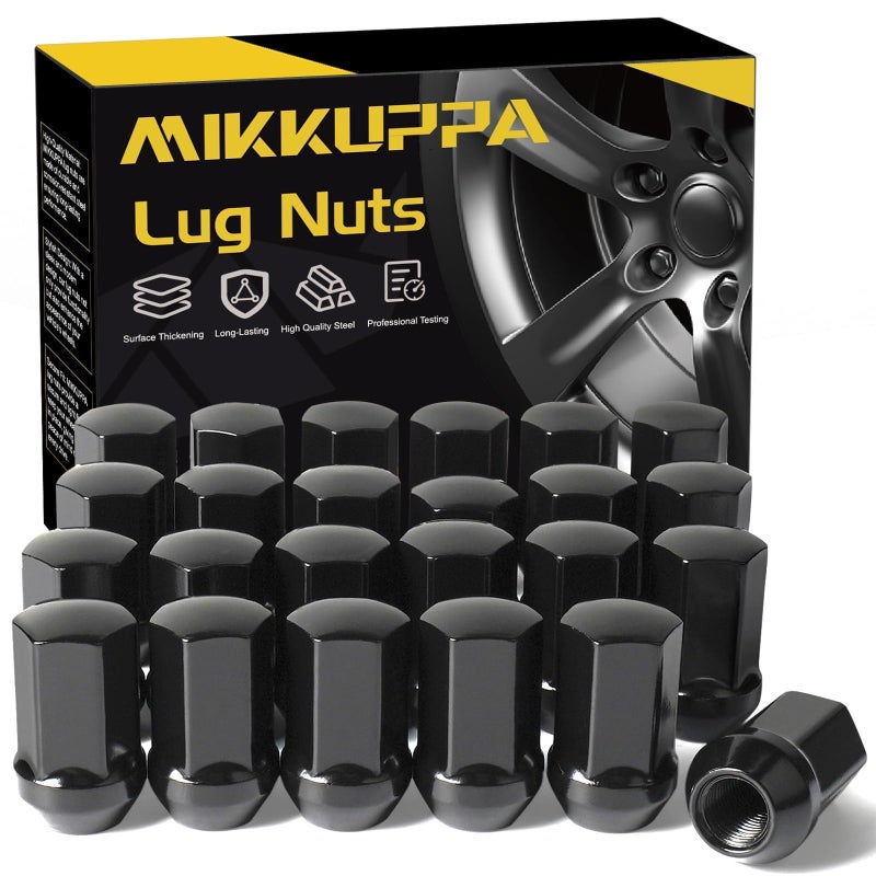 MIKKUPPA 24pcs M14x15 Lug Nuts Replacement for 19992024 Chevy Silverado 1500 20122024 Chevy Suburban 20002024 GMC Yukon 20122024 Ram 1500 78 Hex Black Closed End OEM Lug Nuts - Image 3