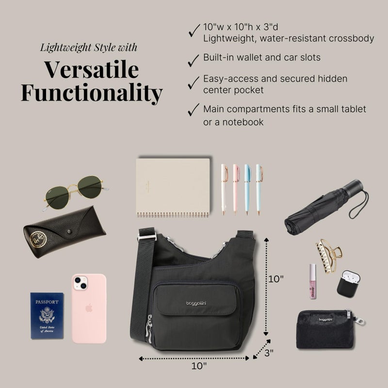 Baggallini unisex adult Criss Cross Handbags, Charcoal, One Size US - Image 5