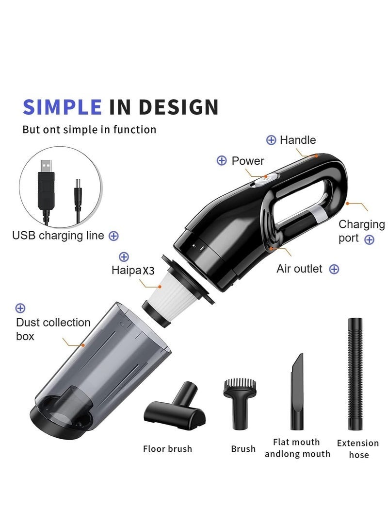 Bukela Vacuum Cleaner Small, Cordless Vacuum Cleaner Wet and Dry with 3 Filters and 3 ​Different Nozzle for Car and Home, 120W - Image 2