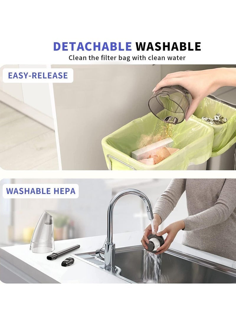 Bukela Vacuum Cleaner Small, Cordless Vacuum Cleaner Wet and Dry with 3 Filters and 3 ​Different Nozzle for Car and Home, 120W - Image 5