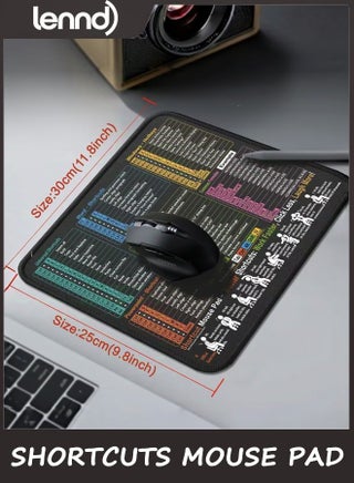 لوحة ماوس لاختصارات Excel/Word/PowerPoint/Windows - ورقة غش صغيرة لبرنامج Excel - لوحة ماوس محمولة للكمبيوتر بحجم 30 سم × 25 سم - للألعاب، المكتب، مقاومة للماء، غير قابلة للانزلاق، ذات حواف مخيطة - view 4