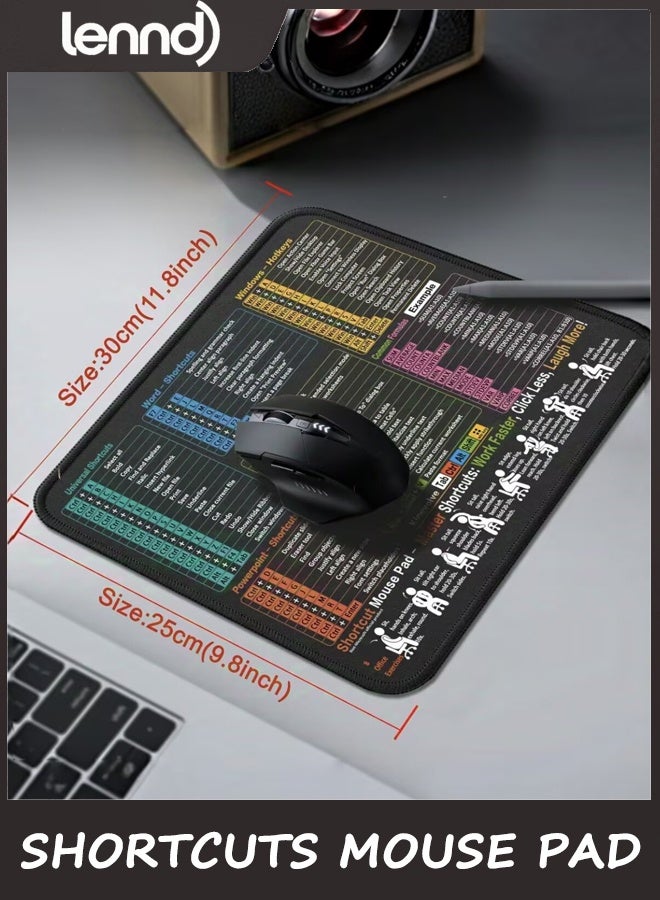 لينند لوحة ماوس لاختصارات Excel/Word/PowerPoint/Windows - ورقة غش صغيرة لبرنامج Excel - لوحة ماوس محمولة للكمبيوتر بحجم 30 سم × 25 سم - للألعاب، المكتب، مقاومة للماء، غير قابلة للانزلاق، ذات حواف مخيطة - Image 4