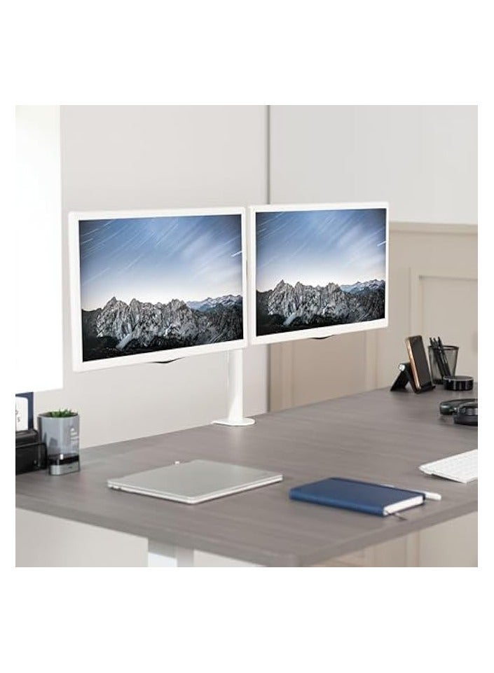 erorex White Dual 13 to 27 inch LCD LED Monitor Desk Mount Stand with C-clamp and Bolt-Through Grommet, Heavy Duty Fully Adjustable Arms for 2 Screens STAND-V002W - Image 2