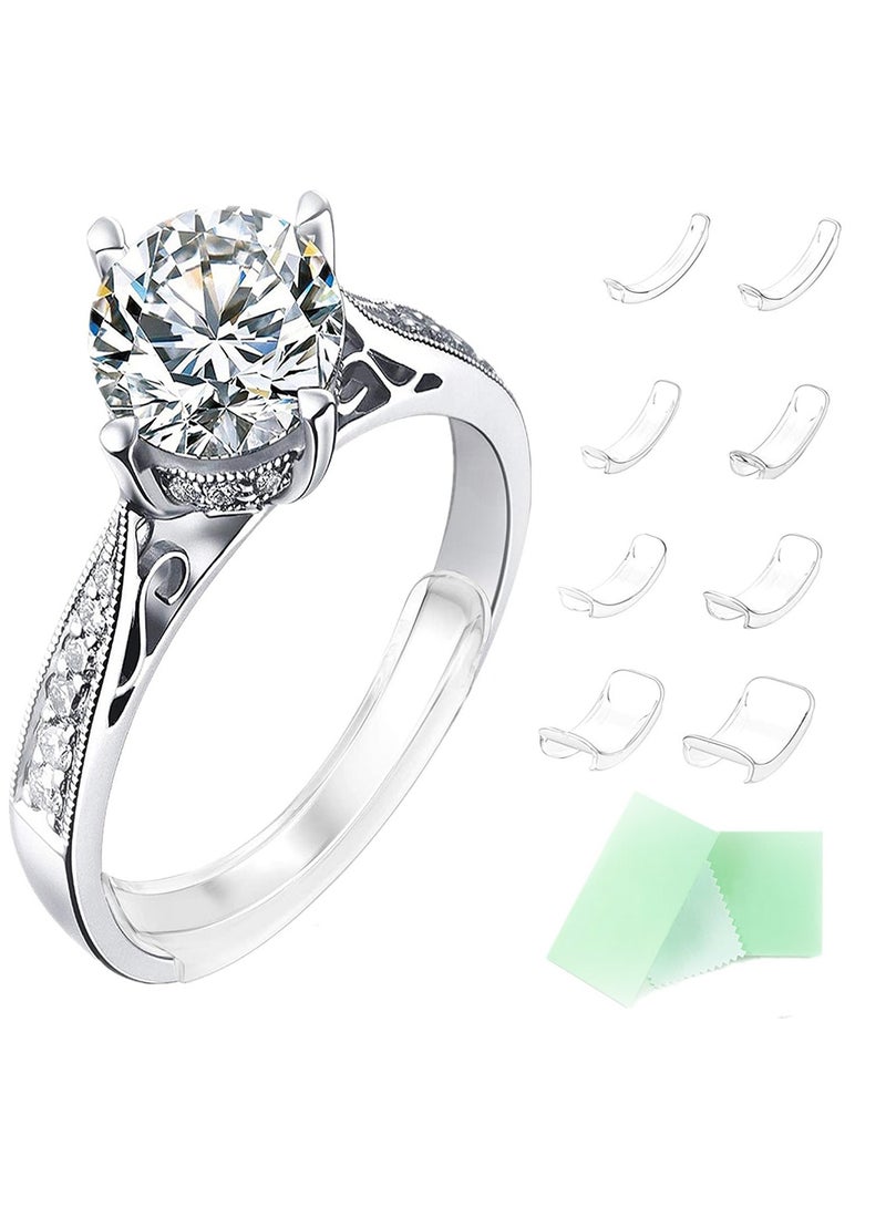 Luckam Ring Size Adjuster Invisible Ring Size Adjuster for Loose Rings with 8 Sizes Ring Adjuster Fit Any Rings Guard Spacer Ring Size Reducer Spacer Ring Guard With Wiping Cloth 8 Pcs - Image 1