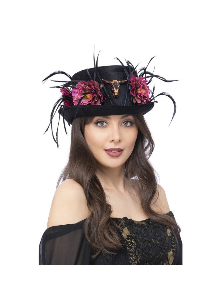 Smiffys - Floral Horn Top Hat - Image 1