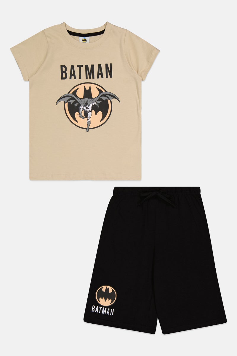 Batman Kids Boy 2 Pieces Short Sleeve Batman T-Shirt And Shorts Set, Multicolor - Image 1