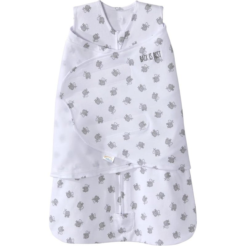 HALO 100 Cotton Sleepsack Swaddle 3Way Adjustable Wearable Blanket TOG 15 Lamb Scribble White Newborn 03 Months - Image 2