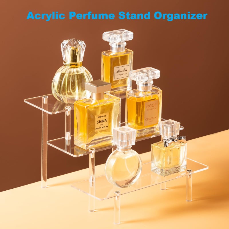HENABLE 2PCS Acrylic Display Risers, 3 Tier Clear Cupcake Stand Risers, Organizer for Perfume, Funko POP, Food, Tabletop Use - Image 3
